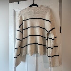 Abercrombie & Fitch Cream and Black Striped Sweater